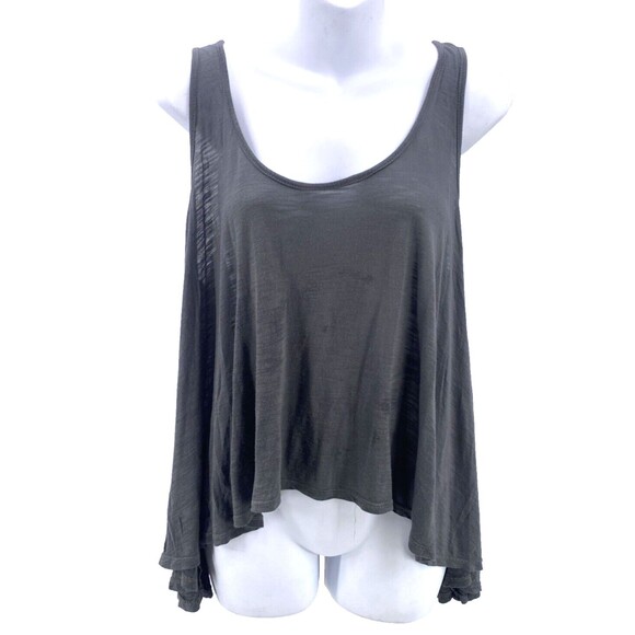 BLUE LIFE Planet Blue Top S Gray Soft Modal Flowy Cropped Trapeze Oversized USA - Picture 1 of 5